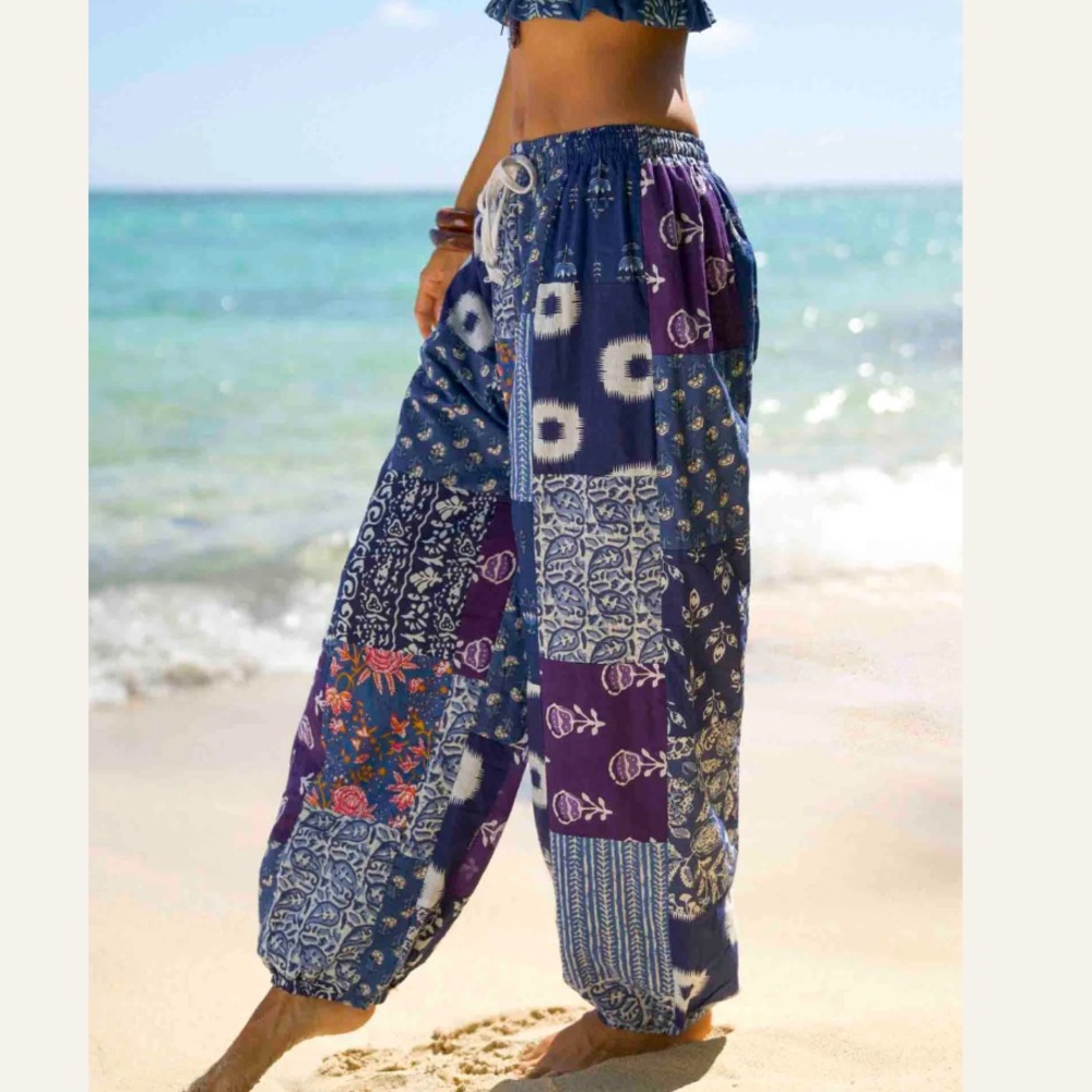 Bohemian Patchwork Cotton Harem Pants - image 1